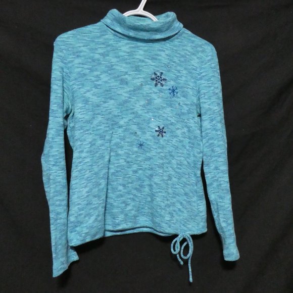 Pullover snowflake turtleneck sweater, drawstring bottom, GUC - Picture 1 of 15